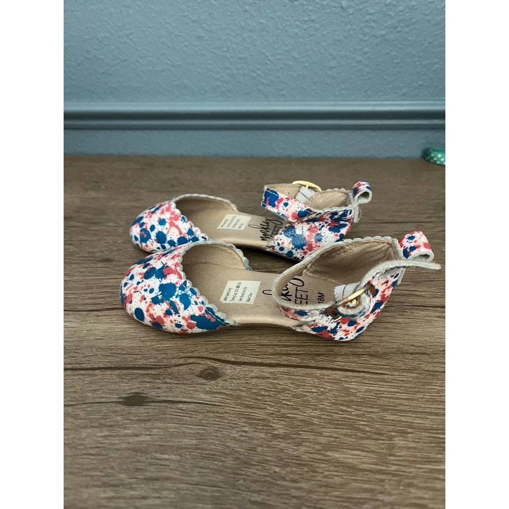 Monkey Feet Baby Toddler Splatter Paint Mary Jane Flats Shoes‎ 12 18M